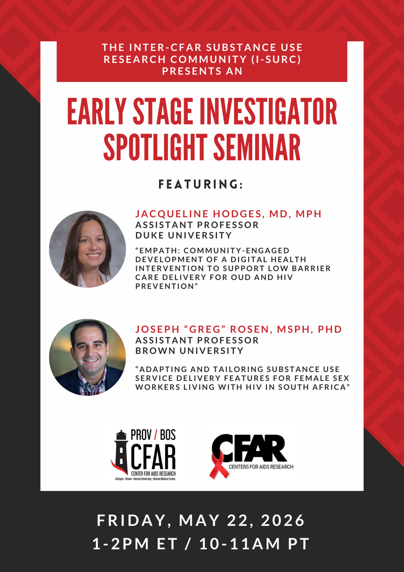 Flyer for ESI seminar on May 22, 2026